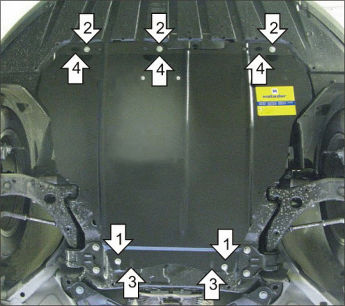 Защита картера двигателя и КПП Ford C-MAX I (Mk1) 2003-2007 Минивэн V-1,8, 2,0 FWD Арт. 50747