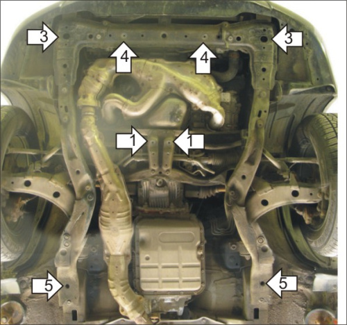 Защита картера двигателя и КПП Subaru Forester II (SG/S11) 2002-2005 Внедорожник 5 дв. V-2,0, 2,5 4WD Арт. 02208