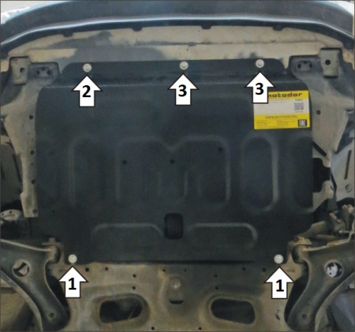 Защита картера двигателя и КПП Honda Fit III 2013-2017 Хэтчбэк 5 дв. V-1,3, 1,5 FWD  Арт. 70801