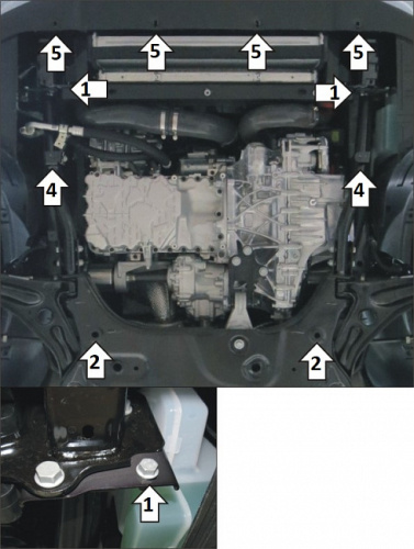Защита картера двигателя и КПП EXEED TXL I 2021- FL V-2,0 4WD Арт. 79005
