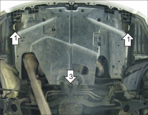 Защита картера двигателя Subaru Impreza III (G12/G22) 2007-2012 Седан V-1,5; 2,0- 4WD, FWD; устанавливается поверх пыльника Арт. 02223