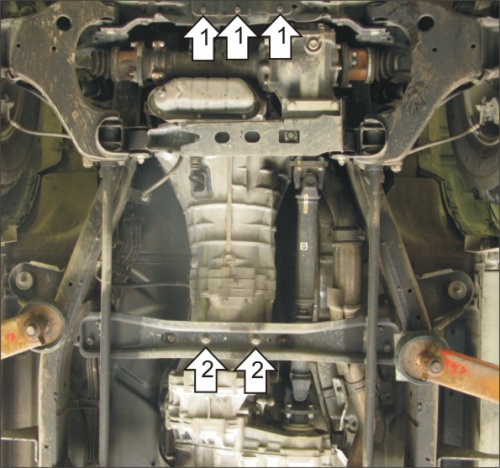 Комплект защит Nissan NP300 2008-2015 Пикап V-2,5D, 2,4 4WD (Защита: двигателя, переднего дифференциала, КПП) Арт. 11403