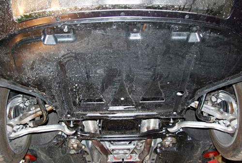 Защита картера двигателя и КПП Audi A6 III (C6) 2004-2008 Седан V-3,0 TFSI quattro; 3,2 FSI quattro (установка на пыльник) Арт. 02.0955