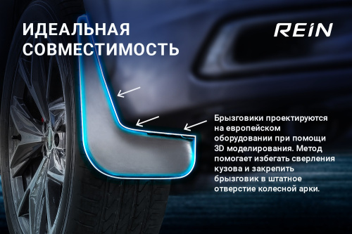 Брызговики Citroen C4 Picasso II 2013-2016 Минивэн, передние, полиуретан Арт. REIN1035F14