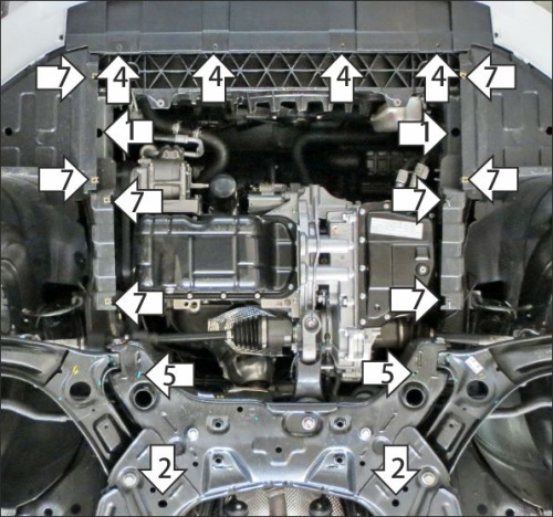 Защита картера двигателя и КПП BAIC U5 Plus 2023- Седан Арт. 58502
