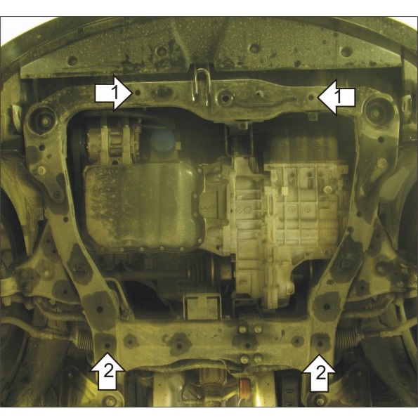 Защита картера двигателя и КПП Hyundai Sonata V (NF) 2007-2010 FL V-2,0, 2,4, 3,3, 2,0D FWD для а/м 2008-2010 Арт. 00913