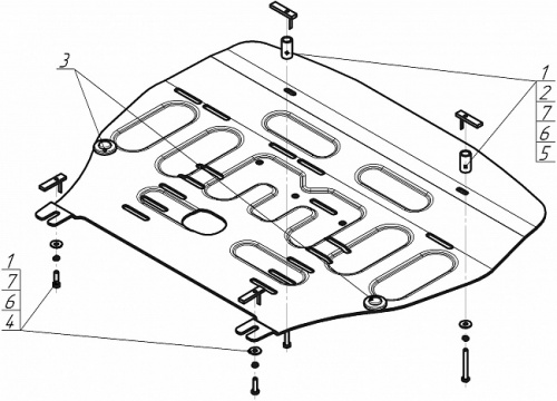Защита картера двигателя и КПП Hyundai Santa Fe IV (TM) 2020- FL V-2,2D; 2,5; 3,5 4WD Арт. 340901