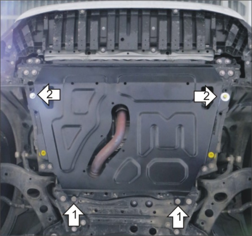 Защита картера двигателя и КПП Toyota RAV4 IV (XA40) 2012-2015 V-2,0, 2,5, 2,2D 4WD, FWD для а/м с 2013- Арт. 52503