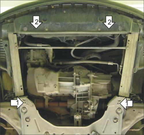Защита картера двигателя и КПП Renault Laguna II 2001-2005 Универсал V-1,6, 1,8, 2,0 FWD Арт. 01710