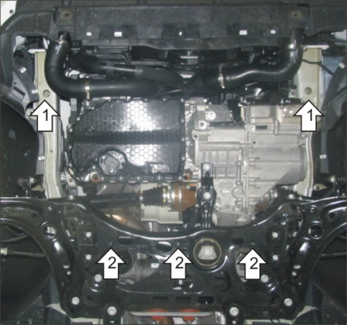 Защита картера двигателя и КПП Audi A3 III (8V) 2012-2016 Хэтчбэк 5 дв. V-1,4; 1,8; 1,6D; 2,0D - FWD Арт. 72303