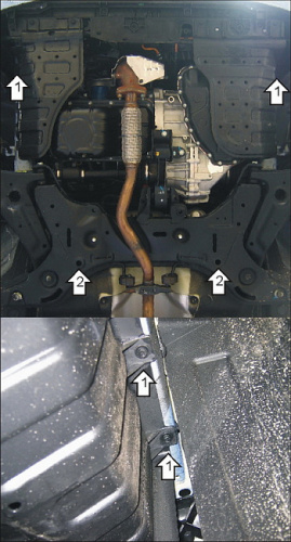 Защита картера двигателя и КПП Kia Picanto I 2004-2007 Хэтчбэк 5 дв. V-1,1D, 1,0, 1,1 FWD Арт. 01026
