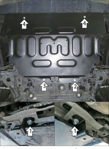 Защита картера двигателя и КПП Jetour X70 Plus I 2020- V-1.6; FWD; АКПП Арт. 59012
