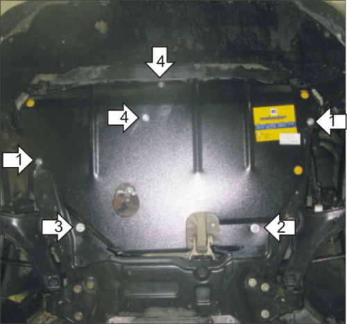 Защита картера двигателя и КПП Ford Galaxy II 2006-2010 V-2,0, 2,3, 1,8 D FWD Арт. 00736