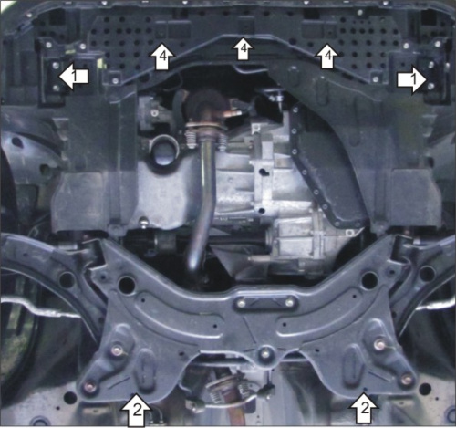 Защита картера двигателя, КПП, масляного фильтра Suzuki Swift IV 2011-2013 Хэтчбэк 5 дв. V-1,2, 1,4, 1,6, 1,2D FWD Арт. 02417