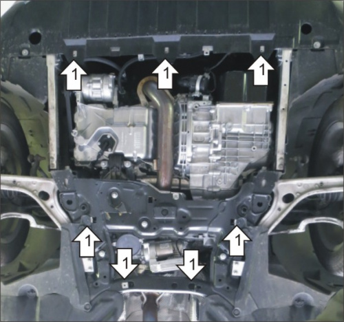 Защита картера двигателя и КПП Mercedes-Benz B-Класс II (W246) 2011-2014 Хэтчбэк 5 дв. V-1,6 FWD Арт. 01232