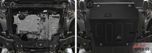 Защита картера двигателя и КПП Geely Azkarra 2019- V-1.5T; Hibrid; АКПП; 4WD Арт. 11119261