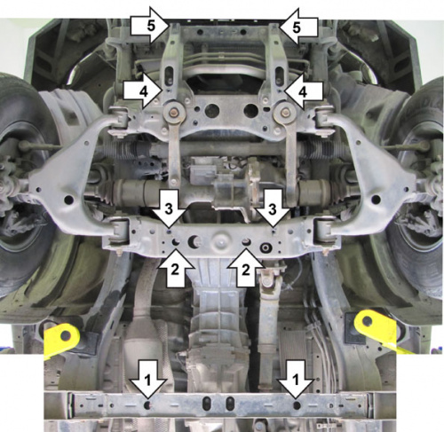 Комплект защит Toyota Fortuner I 2005-2015 Внедорожник 5 дв. V-2,7 4WD - для а/м с 2011г.в. Защита: двигателя, КПП, радиатора Арт. 12514