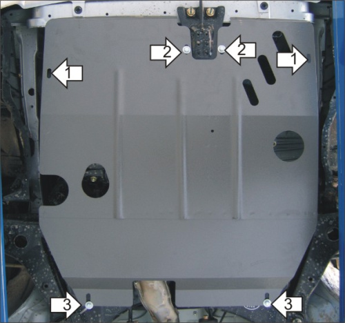 Защита картера двигателя и КПП Hafei Simbo 2006-2008 Хэтчбэк 5 дв. V-1,3, 1,6 FWD Арт. 04602