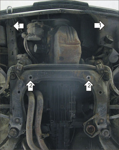 Защита картера двигателя Audi 100 III (C3) 1982-1988 Седан V-1,8; 1,9; 2,0; 2,1; 2,2; 2,3 - FWD (отверстие для слива масла картера) Арт. 00103