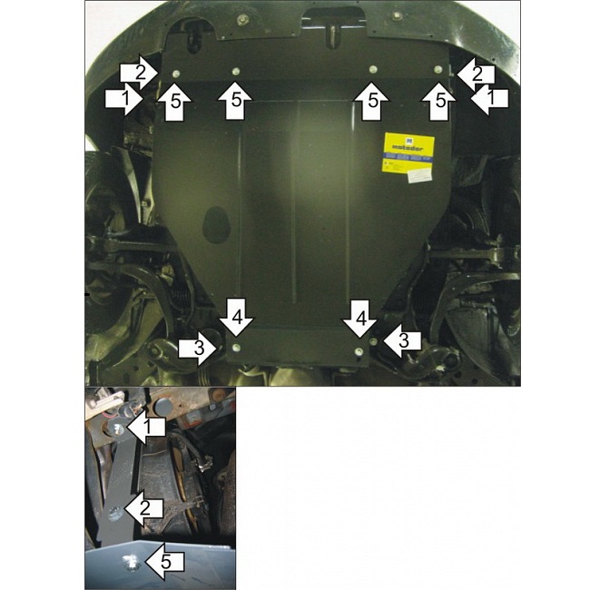 Защита картера двигателя и КПП Dodge Stratus II 2003-2006 рестайлинг Купе V-2,0 Арт. 01311