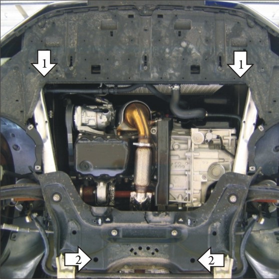 Защита картера двигателя и КПП Citroen C4 Grand Picasso I 2006-2013 Минивэн V-1,6D; 2,0D -FWD; для а/м до 2014 Арт. 00413