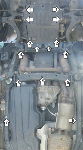 Защита картера двигателя, КПП и РК Range Rover Sport I (L320) 2009-2013 FL V-5,0;3,0D 4WD для а/м по 2012 Арт. 383210