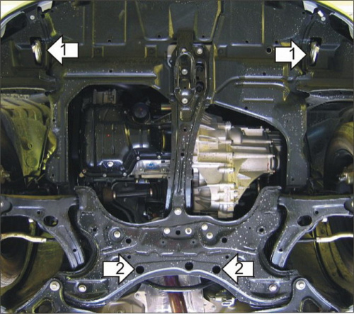 Защита картера двигателя и КПП Toyota Corolla IX (E120/E130) 2000-2004 Хэтчбэк 5 дв. V-1,4; 1,6; 1,8; 1,4D; 2,0D - FWD, 4WD Арт. 72506