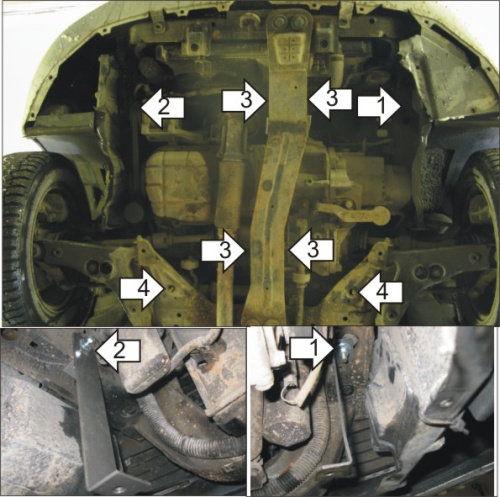 Защита картера двигателя и КПП Mitsubishi Carisma I 1995-1999 Седан V-1.3, 1.6, 1.8, 2.0 усиленная Арт. 01315