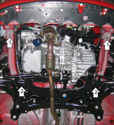 Защита картера двигателя и КПП Toyota Yaris II 2005-2009 Хэтчбэк 5 дв. V-1,4D FWD Арт. 02555