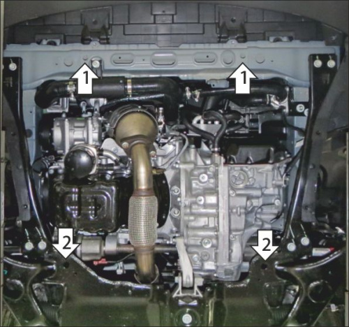 Защита картера двигателя и КПП Changan CS75 Plus II 2022- V-1.5; АКПП; FWD Арт. 57211