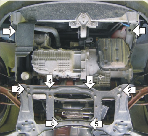 Защита картера двигателя и КПП Chrysler Town and Country IV 2000-2004 Минивэн V-3,3 FWD; примерялась только на АКПП Арт. 00306