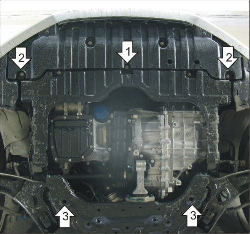 Защита картера двигателя и КПП Hyundai Elantra V (MD) 2010-2013 V-1,6, 1,8 FWD для а/м 2010-2014 Арт. 00936