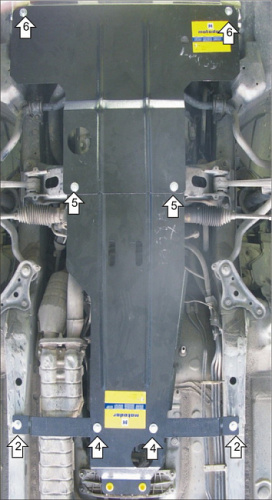 Защита картера двигателя и КПП Toyota Mark II IX (X110) 2000-2007 Седан V-2,5 RWD Примерялась только на АКПП. Для а/м по 2004. Кузов JZX110 Арт. 02558