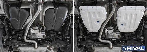 Защита топливного бака Volkswagen Tiguan II 2016-2020 V - 1.4 (150л.с.);2.0 (180л.с.); 2.0d (150л.с.); 2.0 (220л.с.) в т.ч.SportLine 2017- V - 2.0 (22