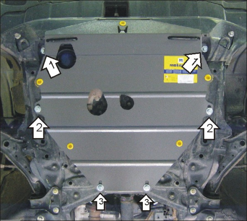 Защита картера двигателя и КПП Honda CR-V III 2006-2009 Внедорожник 5 дв. V- 2,0; 2,4 - 4WD, FWD Арт. 00816