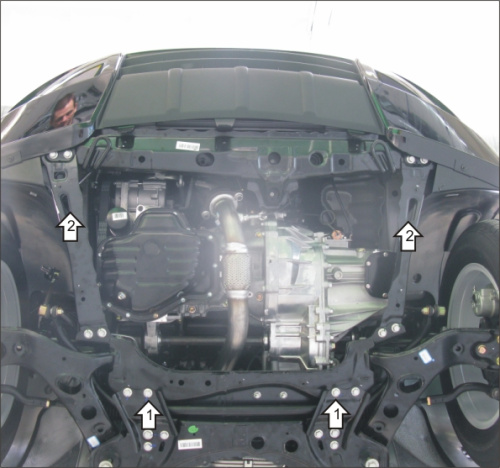 Защита картера двигателя, КПП, масляного фильтра Geely Emgrand X7 I 2011-2016 Внедорожник 5 дв. V-2,0, 2,4 FWD для а/м с 2013 Арт. 04205