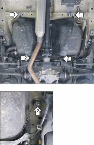 Защита топливного бака Suzuki Grand Vitara III 2005-2008 Внедорожник 5 дв. V-1,9D, 1,6, 2,0, 2,4, 2,7 4WD Арт. 12403