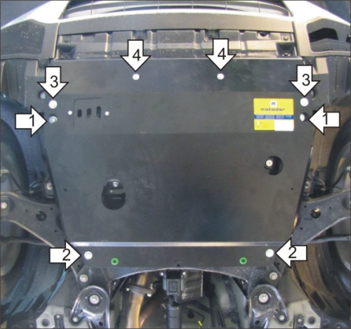 Защита картера двигателя и КПП Toyota Highlander II (U40) 2007-2010 V-2,7, 3,5 4WD Арт. 15003
