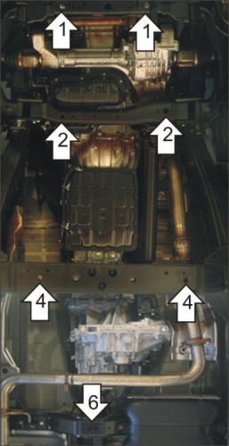 Защита картера двигателя, КПП и РК Nissan Pathfinder III (R51) 2004-2009 V-2.5 4WD Арт. 11413