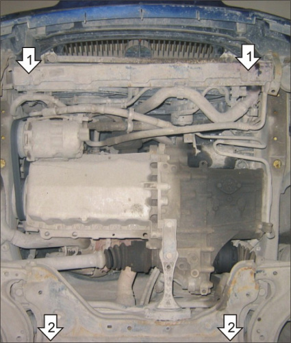 Защита картера двигателя и КПП Skoda Octavia I (A4) 1996-2000 Универсал V- 1,4; 1,6; 2,0; 1,9D - FWD, 4WD (Отверстие для слива масла картера) Арт. 023
