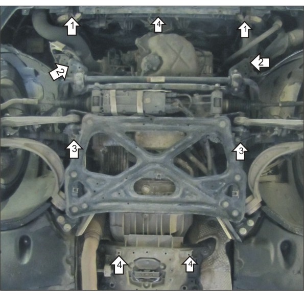 Защита картера двигателя, КПП, гидроусилителя руля Audi A6 IV (C7) 2011-2014 Седан V-2,0D, 3,0D, 2,0, 2,8, 3,0 - FWD, 4WD Арт. 00141