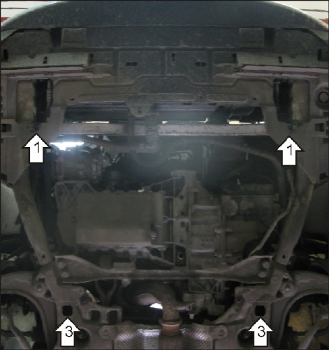 Защита картера двигателя и КПП Citroen C5 II 2007-2017 Седан V-1,7, 2,0, 2,9;1,6D, 2,2D FWD; для а/м 2008-2010 Арт. 00411