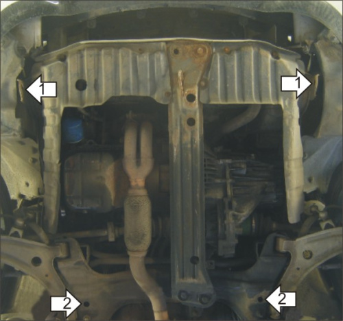 Защита картера двигателя и КПП Hyundai Avante III (XD) 2000-2003 Седан V-1,6, 1,8, 2,0, 1,6D, 2,0D FWD Арт. 00904