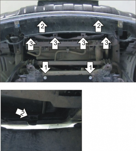 Защита радиатора Nissan Pathfinder III (R51) 2010-2012 FL V-2,5D, 3,0D, 4,0 4WD Арт. 01448