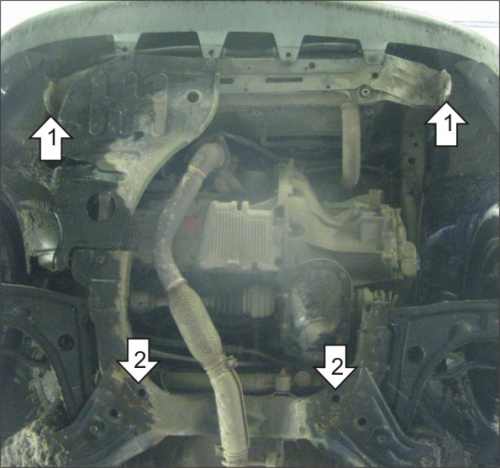 Защита картера двигателя и КПП Chevrolet Rezzo 2000-2008 Минивэн V-1,6 FWD - для а/м 2005-2008 Арт. 03022