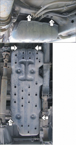 Защита топливного бака Toyota Hilux VII 2004-2011 Пикап V-2.5, 3.0 для а/м с 2008 (усиленная) Арт. 12513