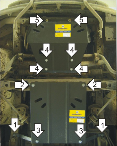 Защита картера двигателя и КПП Hyundai H1 I 1998-2004 V-2,5D RWD для 1997-2004 Арт. 00921