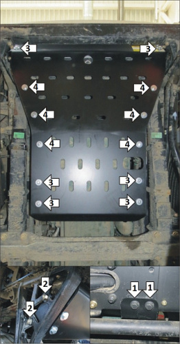 Защита картера двигателя и радиатора FAW J6 СА3310 2013- V-11.0 (для а/м 6х4 и 8х4) Арт. 23907