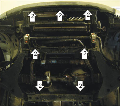 Защита картера двигателя, переднего дифференциала, радиатора Mitsubishi L200 IV 2006-2014 D V-2,5 4WD (вместо штатной защиты) Арт. 11313