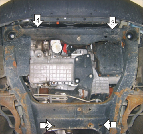 Защита картера двигателя и КПП Chrysler Pacifica I 2003-2006 Минивэн V-3,5 FWD, 4WD; примерялась только на АКПП Арт. 00307